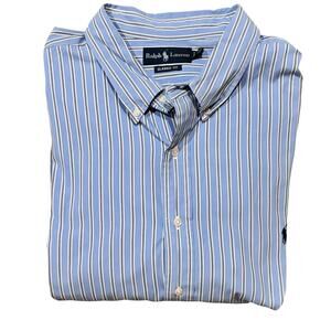 Vintage Polo Ralph Lauren Light Blue Bengal Stripe Button Down Classic Fit 3XB